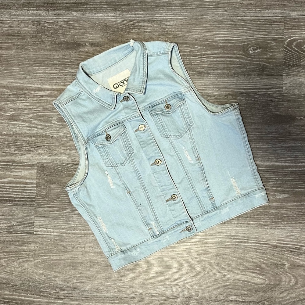 Distressed Denim Jean Vest